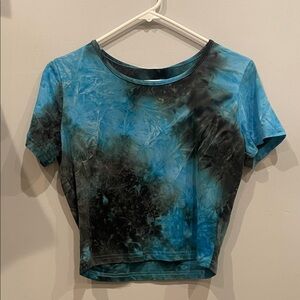 Blue and Black Tie-Dye Women's Top new large